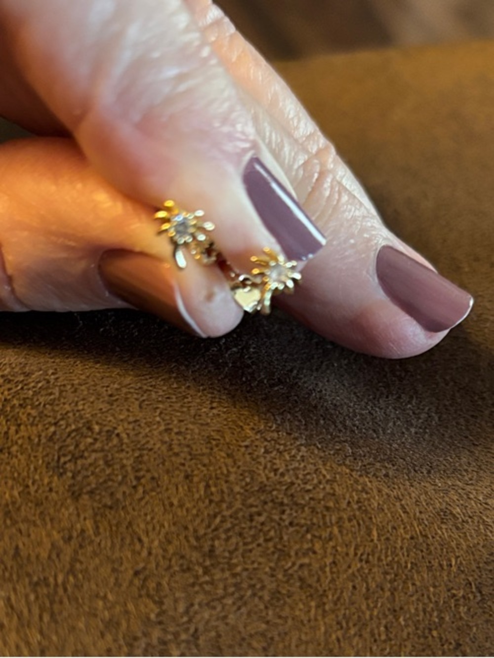 Pretty Bird Delicate Gold tiny palm trees Crystal Accents - Women’s Jewelry